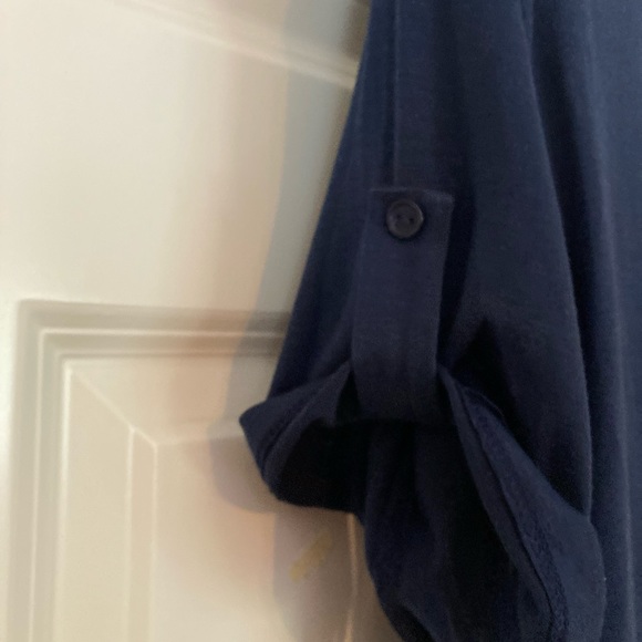 Perception Concepts Navy Blue Lace Front Blouse - Picture 4 of 4